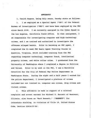 Illustration for article titled The Criminal Complaint Against Michael David Barrett, Alleged Erin Andrews Peeper
